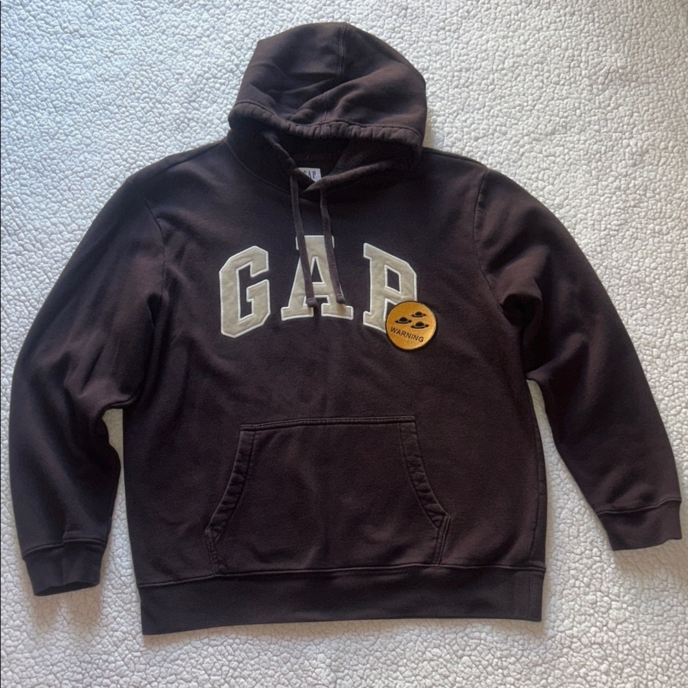 GAP Dark Brown Pullover Hoodie with Cream Logo - Picture 5 of 11